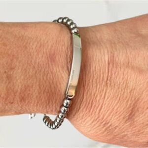 Michael Kors Silver Bar and Beaded Adjustable Bracelet Bolo Clasp